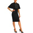 thumbnail image 2 of INSPIRE CHIC Elegant Business Dresses for Women's Double Breasted Two Pieces Cape and Dress Sets M Black, 2 of 6