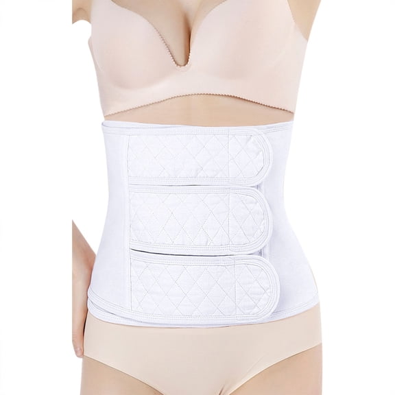WZXFASHION Postpartum Belly Wrap Abdominal Binder Tummy Control Support Garment Cotton Breathable White M