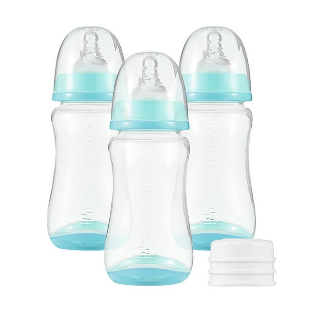 Botella de leche Biberones con pezón de silicona y cubierta de almacenamiento Biberones para lactancia para alimentos para bebés PP Botellas de almacenamiento de leche Capacidad de 300 ml Biberones pa