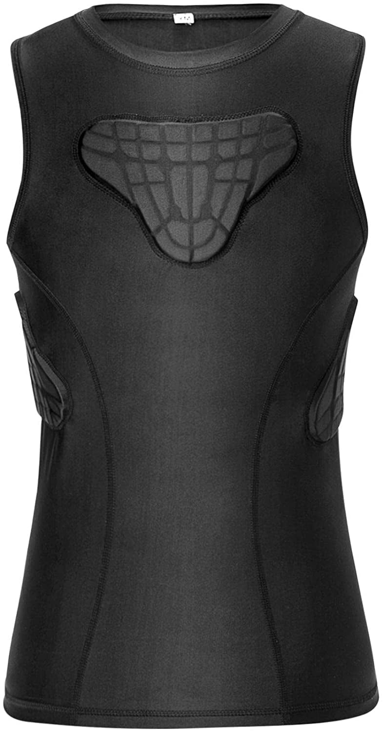 TUOY Youth Padded Compression Shirt Padded Shirt Rib Chest Protector Shirts 