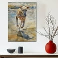 thumbnail image 5 of Funny Dog on Beach Canvas Wall Art, Sloughi Dog Picture Ocean Artwork for Bathroom Bedroom Living Room, Art Decor 8x12 Inches, 5 of 6