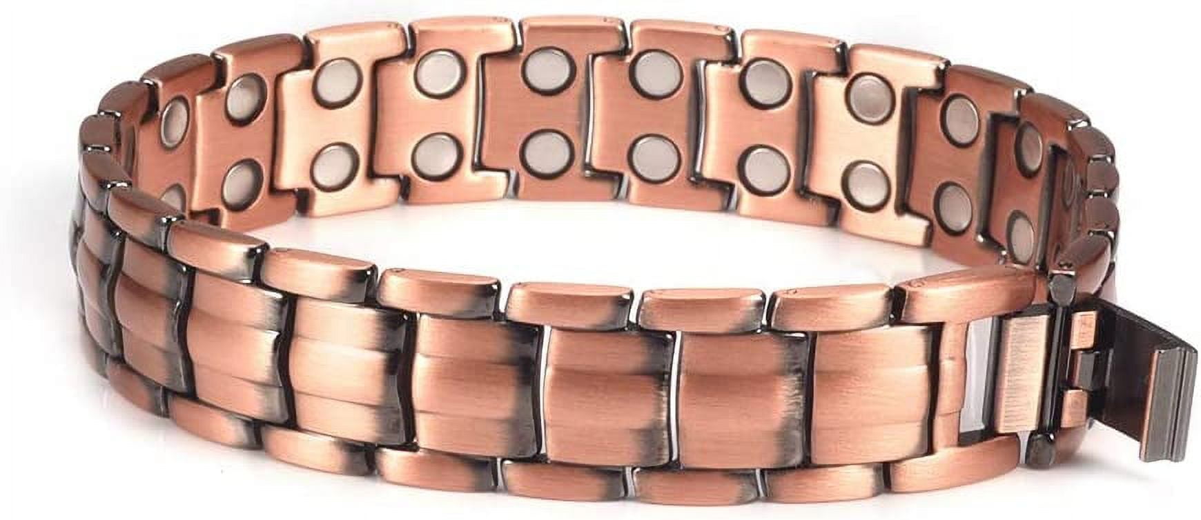Wollet 2PCS Copper Magnetic Bracelets for Women Men Magnets Couple Bracelets Valentine's Day Gift