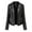 Black, variant on IROINNID Women's Faux Leather Jacket Notch Lapel Solid Color Long Sleeve Leisure Slim Stand Zip Motorcycle Suit Belt Coat Jacket Tops, Black