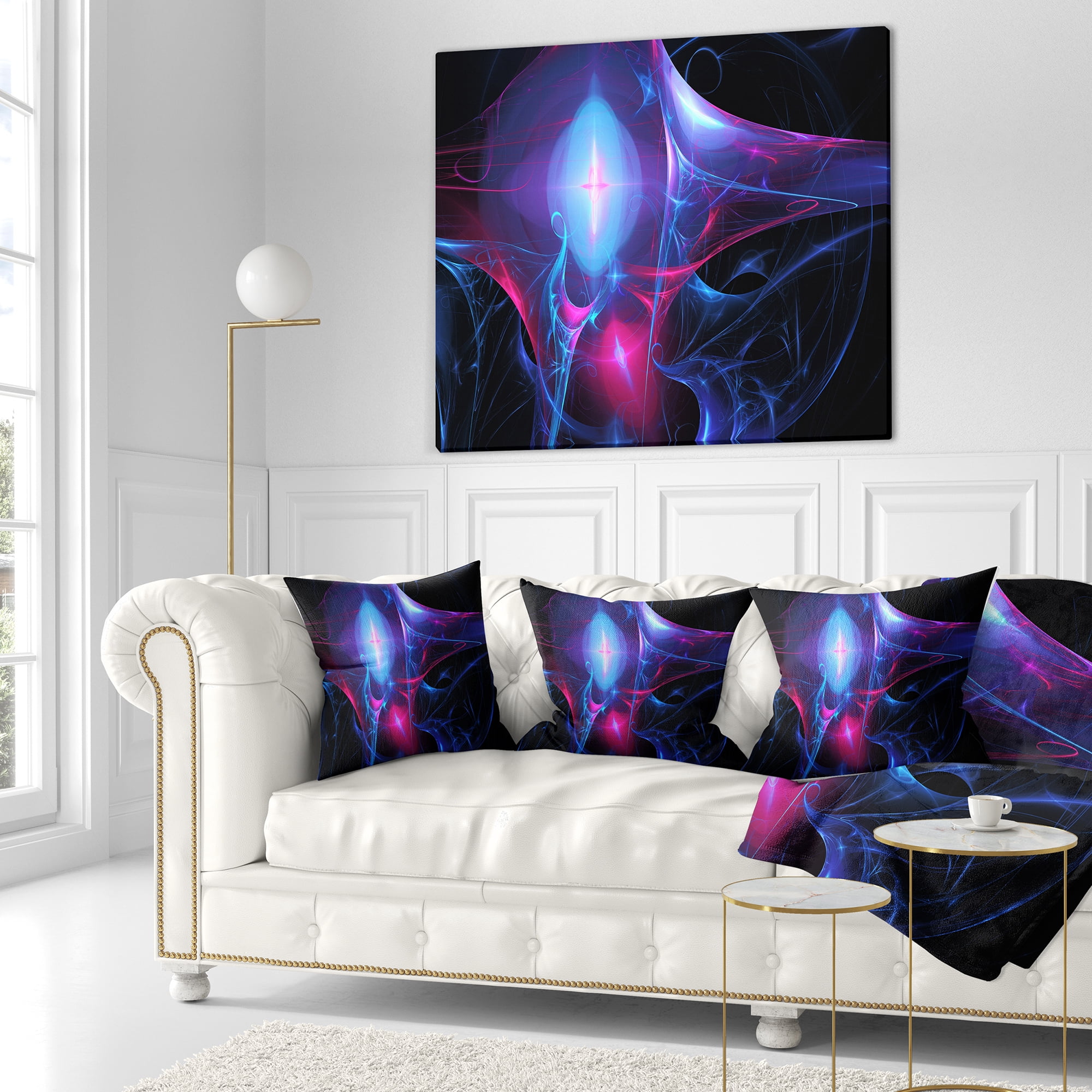 Designart Blue Bright Candle - Abstract Throw Pillow - 18x18