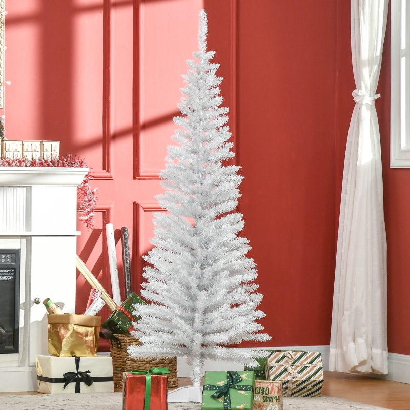 Alvantor Christmas Tree Unlit Pencil with 294 Tips & Sturdy Stand 19.7"x19.7"x59" 5ft White