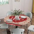 thumbnail image 2 of Valentine's Day Fitted Tablecloth with Elastic Edged, Round Table Cloth for Dining Table, Red Love Heart Roses Romantic Vintage Waterproof Oil Proof Table Cover for Indoor Outdoor 36"-44", 2 of 8
