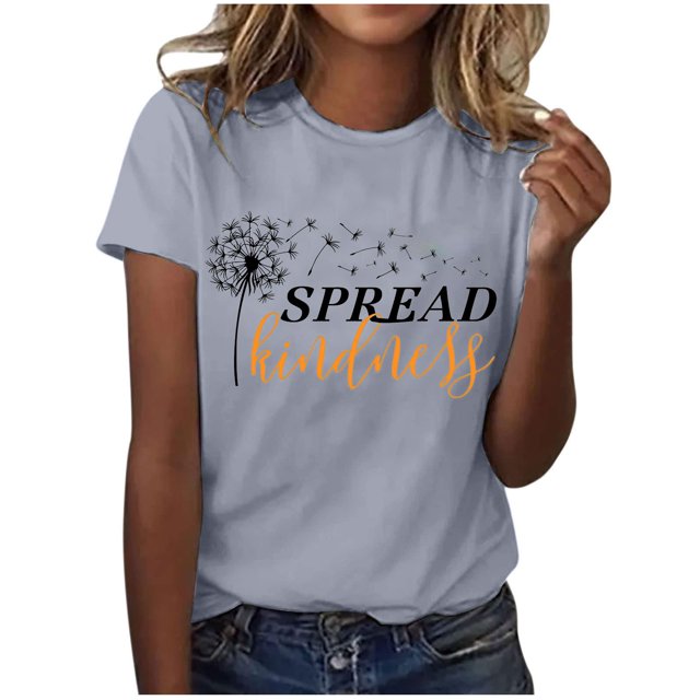 Birdeem Blouses pour Femmes Mode Imprimé Manches Courtes Blouse Drôle Col Rond T-Shirt Tops