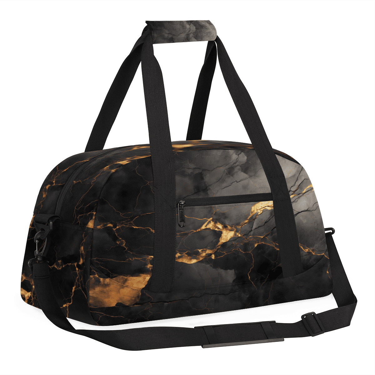 Herdesigns Sports Duffle Bags Travel Duffle Bag Gym Bag Black And Gold Marble Weekender Travel Bag Waterproof Overnight Bag Carry On Travel Tote Bag Dance Bags
