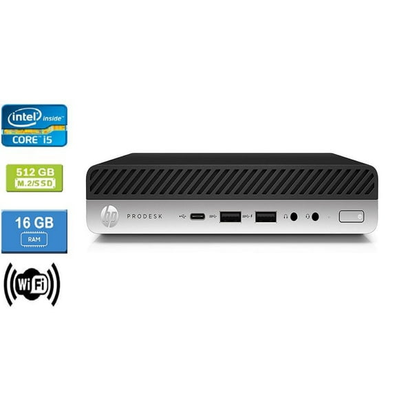 Refurbished: HP 600 G4 MINI Intel Core i5-8600T 2.30 GHz, 16GB, M.2/512GB SSD, Win 10 Pro