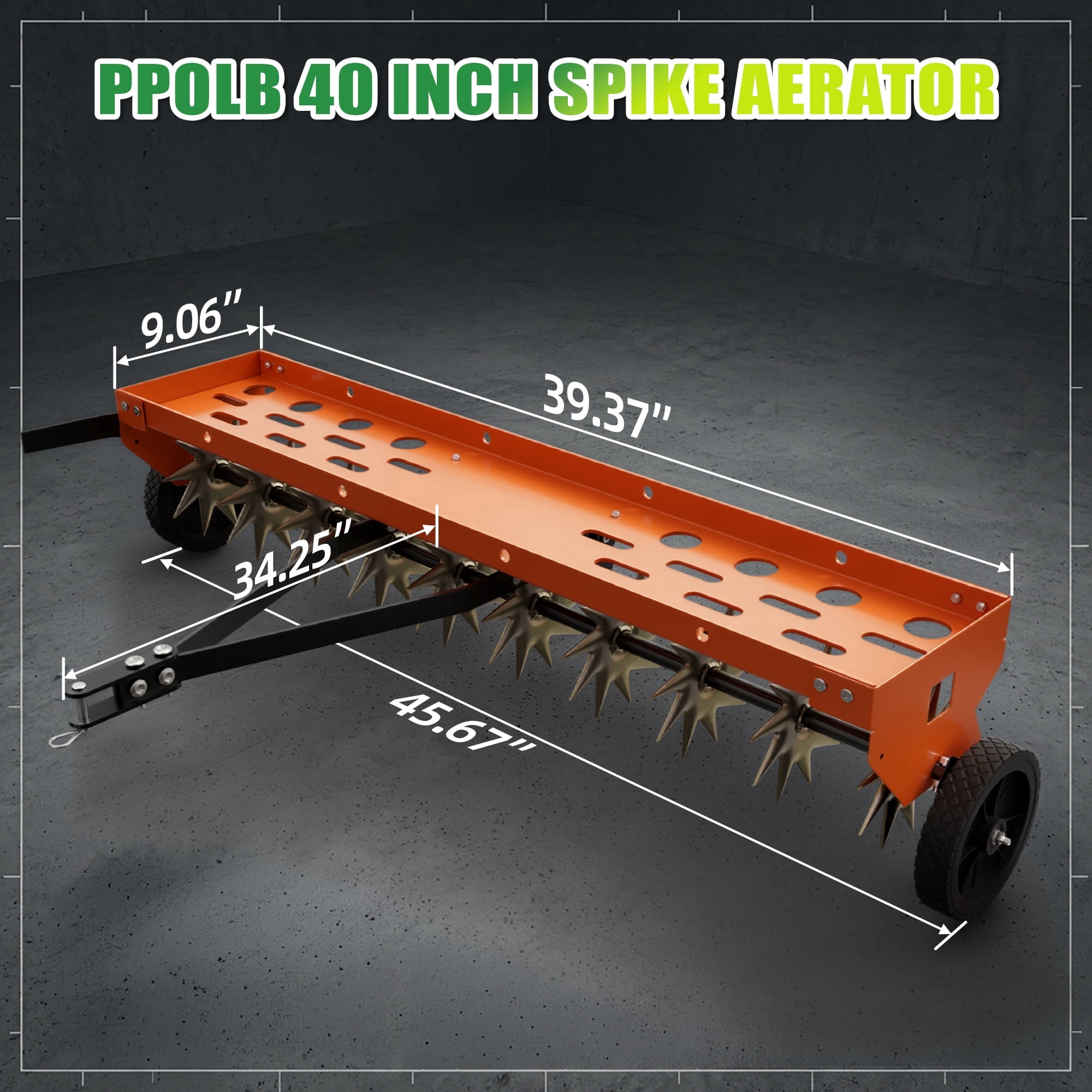40" Spike Aerator Tow Behind Lawn Aerator Tow Behind w/Universal Hich for Garden,Orange