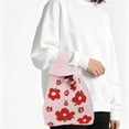 thumbnail image 2 of Unique Bargains 1 Pc Knitted Wrist Bag Flower Gift Bag Pink, 2 of 5
