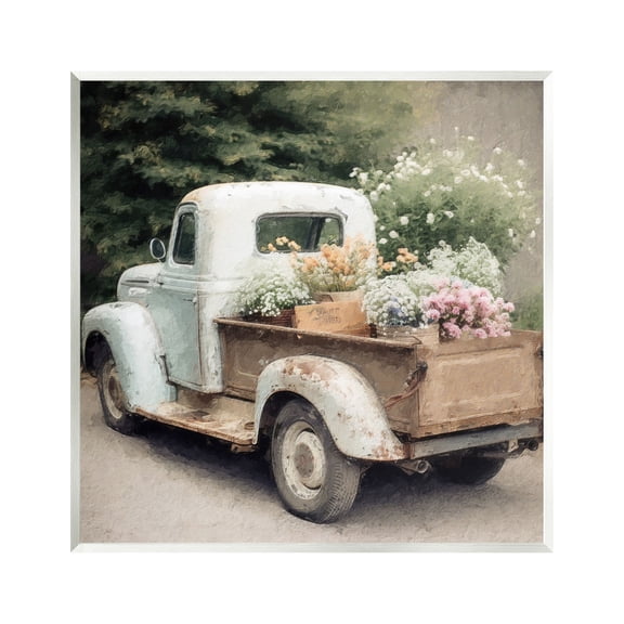 Stupell Industries Country Florals in Truck Transportation Painting Unframed Art Print Wall Art, 12 x 12