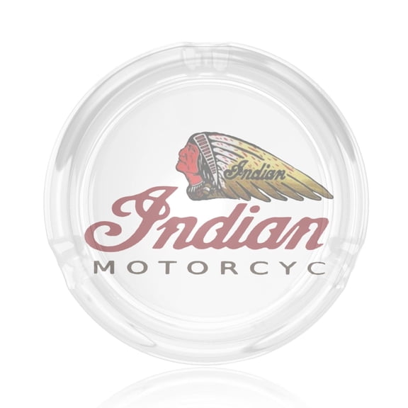Indian Motorcycle Round Glass Ashtray 3d Printing For Indoor And Outdoor, Home, Office, Tabletop Decoration (3.5" Diameter)