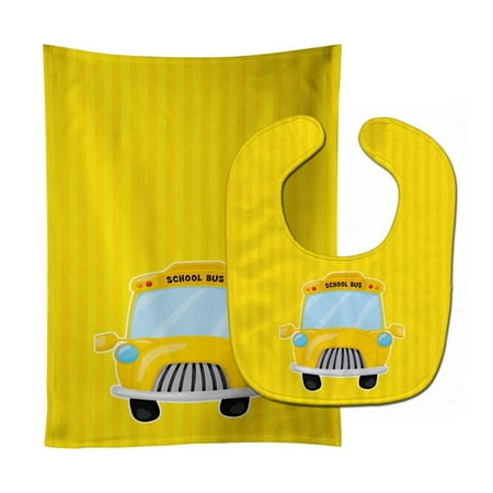 

School Bus Baby Bib & Burp Cloth