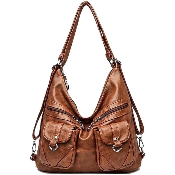 MMYGU Shoulder Bag for Women Multi Pocket Backpack Large Capacity Tote Bag Top Handle Handbag Retro Purse