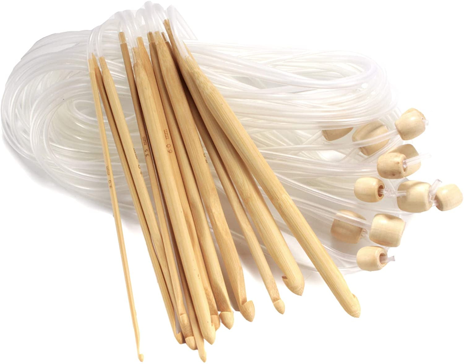 Bamboo Afghan Tunisian Crochet Hooks Set of 12 3mm-10mm hooks or Singles