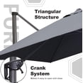 thumbnail image 3 of PURPLE LEAF 9 Feet Patio Umbrella with Base Outdoor Cantilever Square Umbrella Aluminum Offset Umbrella with 360-degree Rotation for Garden Deck Pool Patio Light Grey, 3 of 14