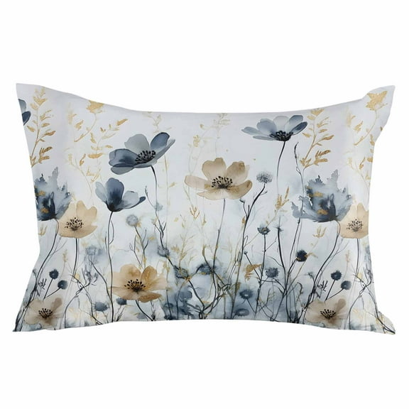 Watercolor Flowers Throw Pillow Cover 16 x 24 Inch Decorative Pillow Cover Country Botanical Floral Herbs Lumbar Pillowcase Seasonal Rectangle Cushion Case for Couch Sofa Bed Living Room