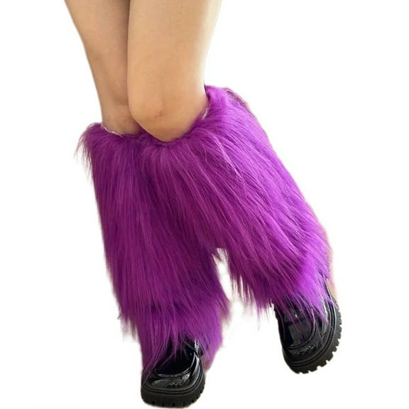 GRABLOOM Cozy Furry Leg Warmers Women Fashion Colorful Boot Toppers for Costume Parties
