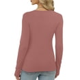 thumbnail image 3 of Maplenight Long Sleeve Thermal Shirts for Women Ribbed Knit Slim Fit Going Out Tops Basic T-Shirt with Thumb Holes Underscrubs Casual Fall Outfits, 3 of 7