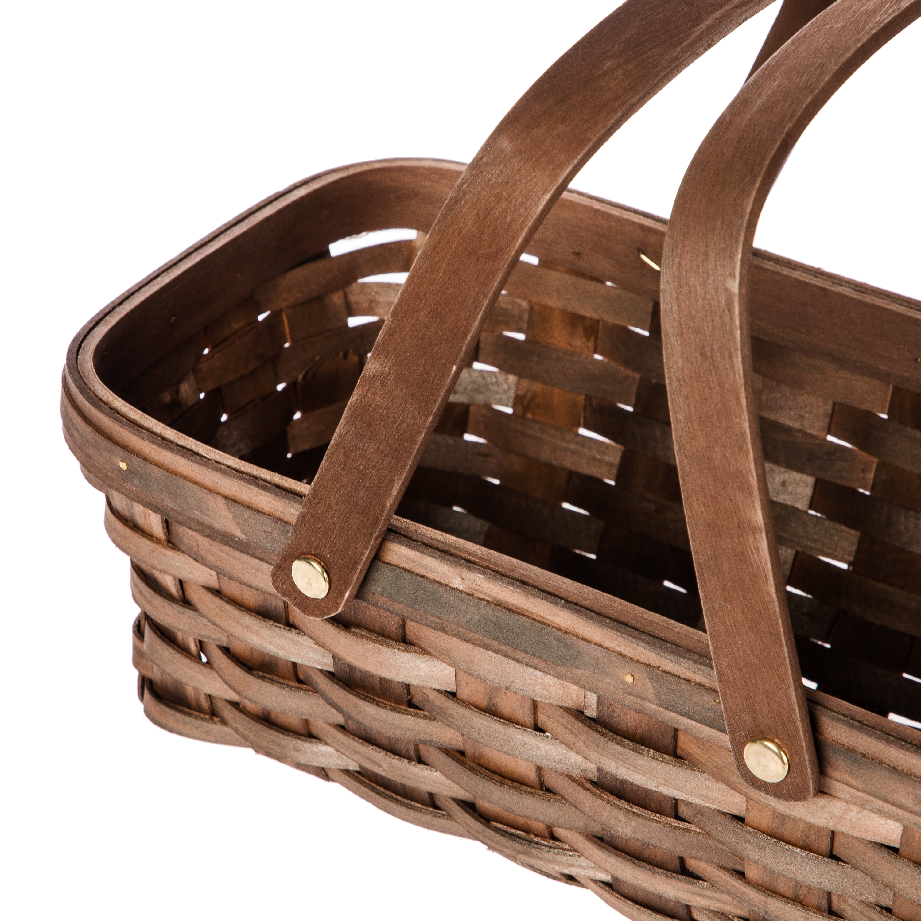 Mainstays Woodchip Storage Basket with Handles, Dark Brown, 6.5"W x 12"L x 3.94"H