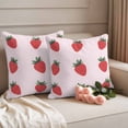 thumbnail image 2 of Strawberry Outdoor Waterproof Pillow Covers, Watercolor Red Pink Summer Fruits Decorative Square Throw Pillowcase Sofa Cushion Sham for Patio/Couch/Chair, 16"x16" 2 Pack, 2 of 8