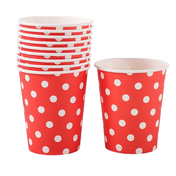 Toystoory 10 Uds taza Dot desechable cena decoración mantel tazas cumpleaños repast hornear recipiente vajilla boda ceremonia Cocina y Comedor Rojo Toystoory HA072605-05