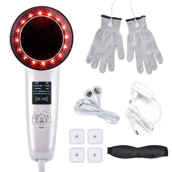 6 in 1 Body Slimming Massager, Ultrasonic EMS Vibration Fat Burner Device, Body Weight Loss Anti Cellulite Skin Tightening Instrument, for Arm, Waist, Belly, Leg, Hip, White