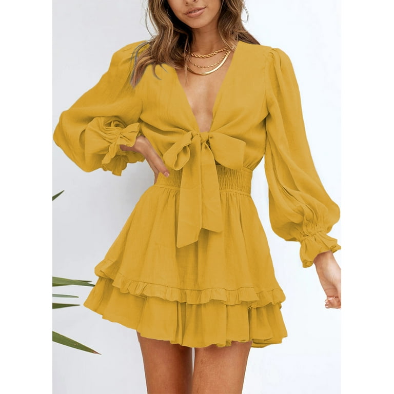 Long flowy hotsell yellow dress