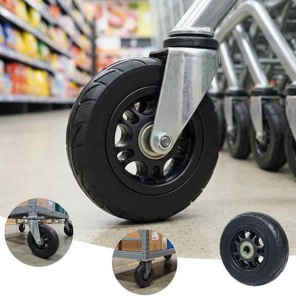 5 Inch Heavy Duty Silent Rubber Caster Wheel Industrial Grade Swivel Roller for Shopping Carts, Hand Trucks & Trolleys