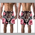 thumbnail image 3 of luoweisi Men's Beach Shorts Quick Dry Swim Trunks with Mesh Lining Rose and Leopard L, 3 of 5