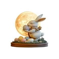 thumbnail image 1 of zhangmingg Exquisite Rabbit Figurine Sculpture Desktop Ornament Elegant Home Art Piece, 1 of 6
