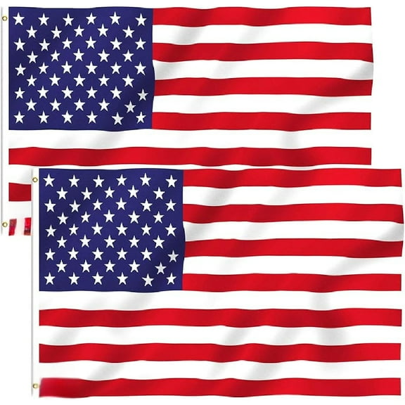Pack of 2 - 4x6 Foot American National Polyester Flag - Vivid Color and Fade proof - Canvas Header and Double Stitched - US National Flags with Brass Grommets 4 X 6 Ft