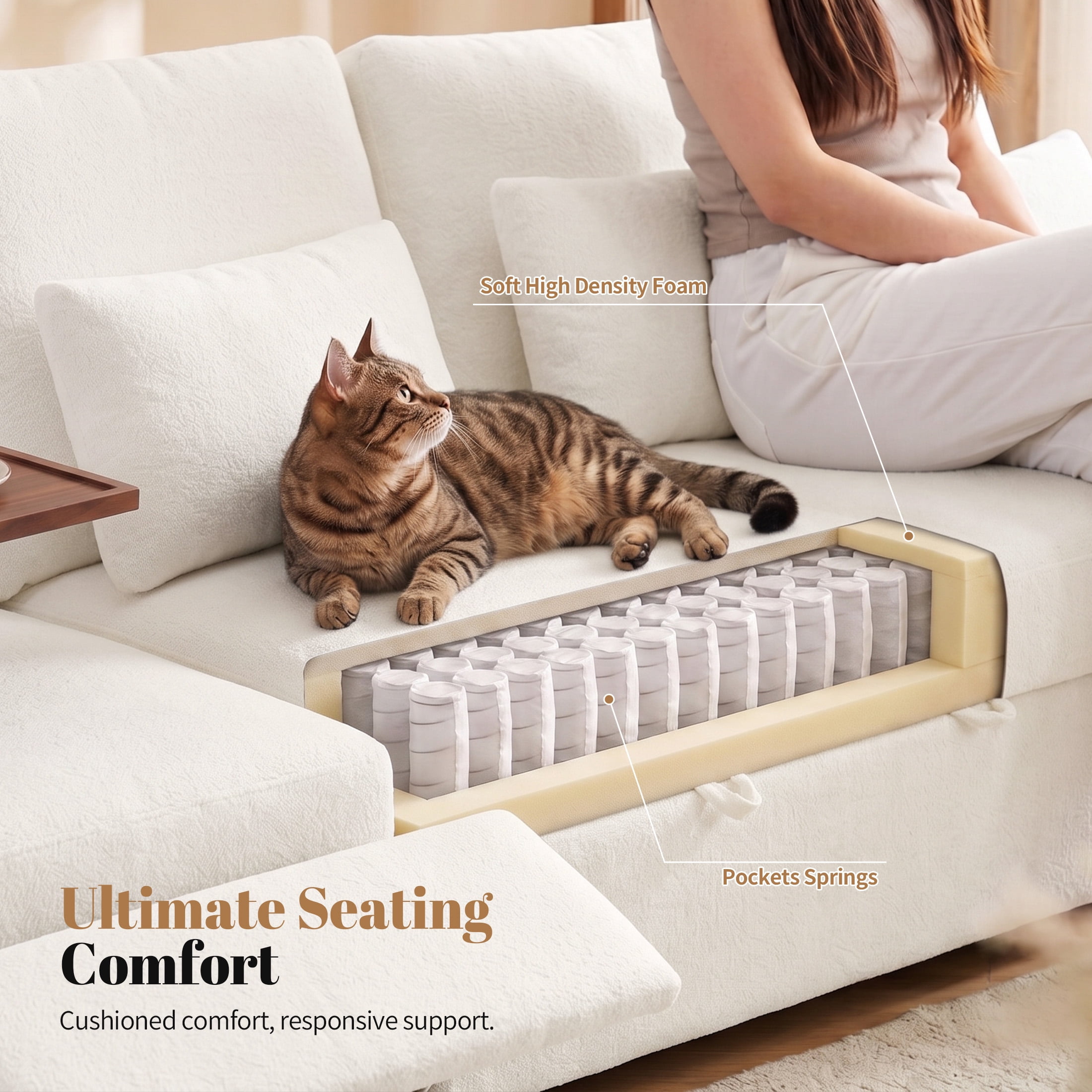 Aenkyo 81" 3-in-1 Convertible Sleeper Sofa with Pull Out Bed and Recliner, Adjustable Backrest, White