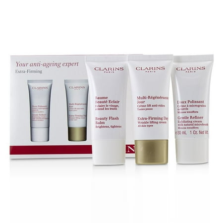 Clarins Extra-Firming 40+ Anti-Ageing Skincare Set:Gentle Refiner 30ml +Extra-Firming Day Cream 30ml+ Beauty Flash Balm 30ml 