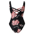thumbnail image 5 of Lopeceal Women Criss Cross Back One Piece Swimsuit Full Coverage Floral Print Long Torso Swim Suits, 5 of 5