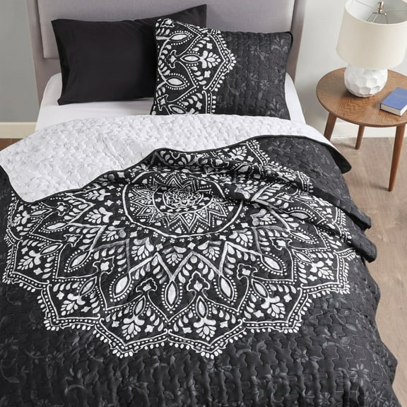 Comfort Spaces Adult Quilt Bedding Twin/Twin XL Vermicelli Design Black