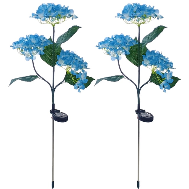 Btafrte Luces LED Solares para El Hortensias 2 Uds. 3 Cabezales Luces Jardín para El (azul)