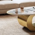 thumbnail image 6 of 49.2" Faux Marble Coffee Table, Oval Gold Stainless Steel Base, Modern, 6 of 10
