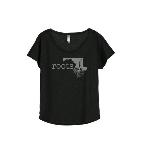 Thread Tank Home Roots State Maryland MD Women's Relaxed Slouchy Dolman T-Shirt Tee Heather Black X-Large