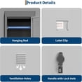 thumbnail image 3 of Bingirl Employee 2-Door Locking Metal Locker 72 Inch High Dark Gray, 3 of 6