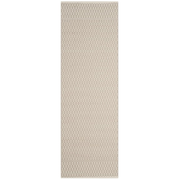 SAFAVIEH Montauk Nazca Geometric Cotton Runner Rug, Ivory/Grey, 2'3" x 12'