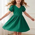 thumbnail image 2 of Gubotare Girls Flowy Dress Girls Ruched Dresses Teens Ruffle Flowy Tiered A Line Swing Dress for Girl Size 11-12 (Green,11-12 Years), 2 of 5