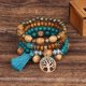 thumbnail image 1 of 1 Uds. Conjunto de pulseras de cuentas de madera bohemias para mujer, conjunto de pulseras de borlas elásticas multicapa, dije de elefante, brazaletes de declaración de amor Feliz Sencillez, 1 of 1