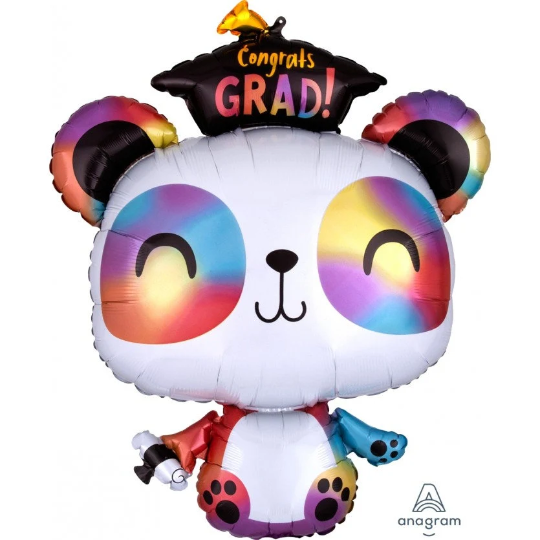 GRAD Graduation Rainbow Panda 29” Shape Foil Party Supplies Decorations Foil Mylar Balloon