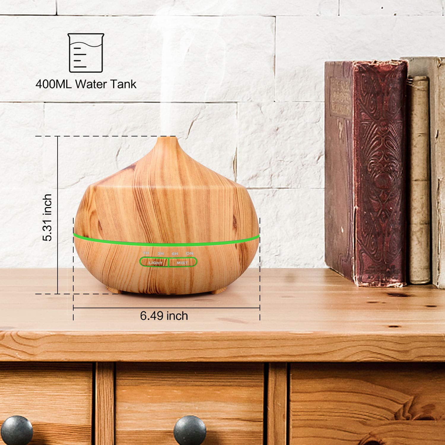 Details about   RENWER Essential Oil Diffuser 400ml Wood Grain Ultrasonic Cool Mist Humidifier, 