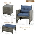 thumbnail image 4 of Sobaniilo 5 Piece Patio Furniture Set,Outdoor PE Wicker Patio Chair Two with Ottoman Underneath, Wicker Lounge Chair with Side Table, Dark Blue, 4 of 8
