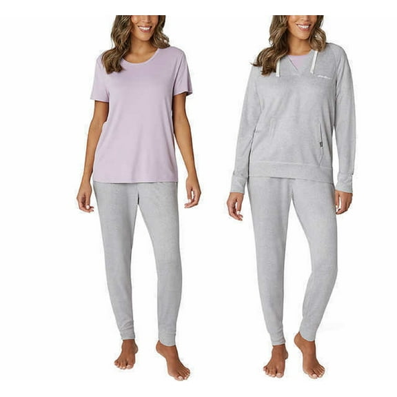 Eddie Bauer Ladies' 3-Piece Hacci Pajama Lounge Set (Size S, Purple/Gray)