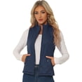 thumbnail image 1 of Día de San Patricio Chaleco Acolchado Ligero Con Cremallera Y Cuello Alto Para Mujer Azul oscuro L, 1 of 6
