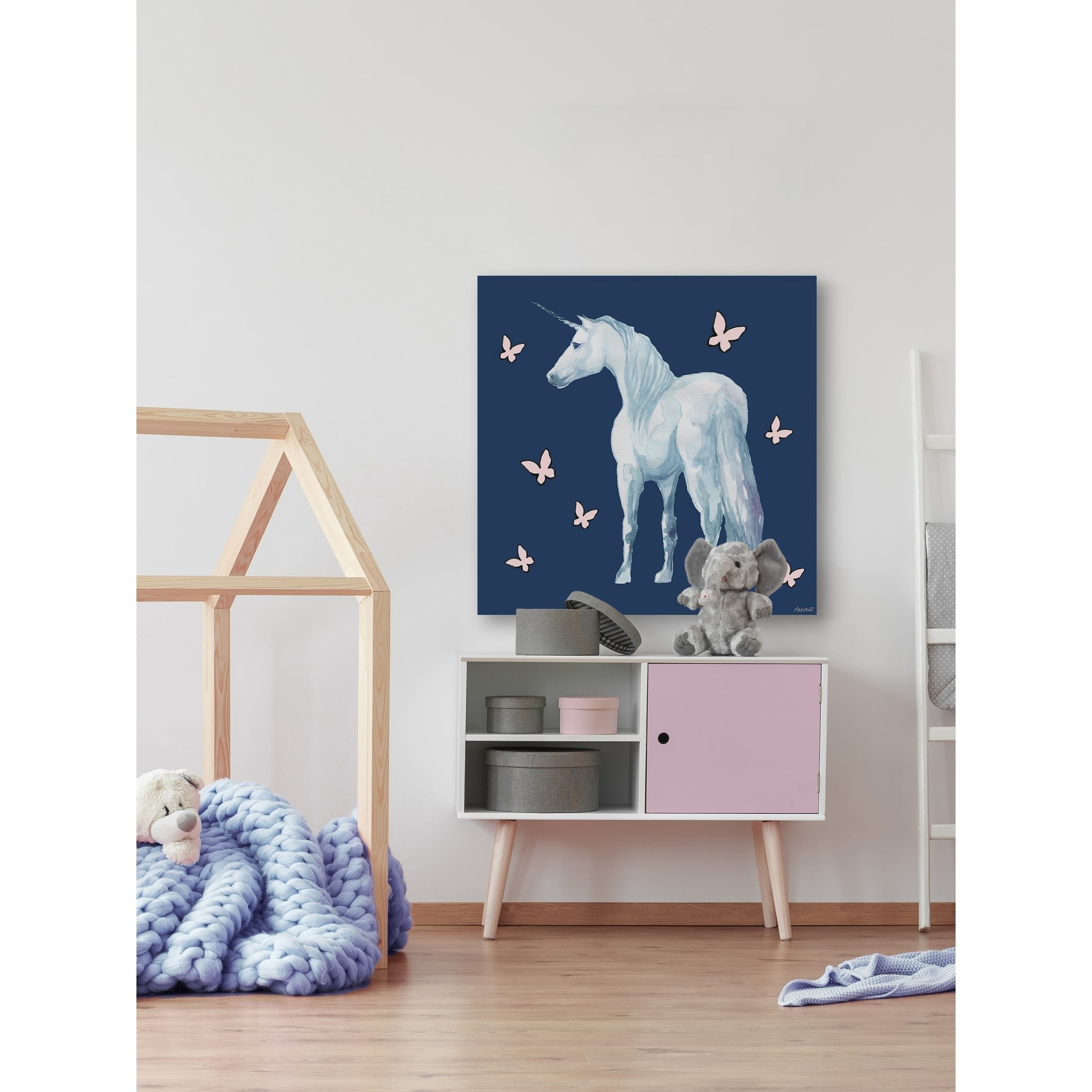 Marmont Hill Butterflies and Unicorn Canvas Wall Art